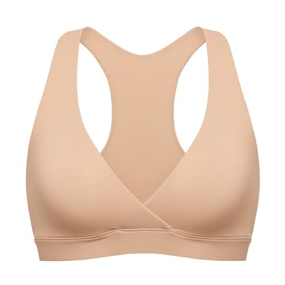 MOMANDA Crossover Nursing Bras for Breastfeeding - color: Warm Beige, size: X-Small