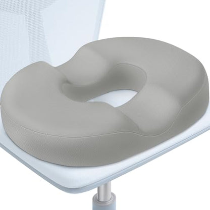 BlissTrends Donut Pillow Seat Cushion, Memory Foam Lifting Cushions - color: Light Grey, size: Large