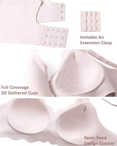 Seamless Jelly Bras for Women, No Underwire Push Up Bra - color: Pink, size: Small