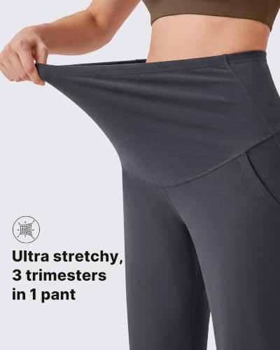G4Free EverGoing Maternity Work Pants Pregnancy Tapered Ankle Trousers - color: Dark Gray, size: Large