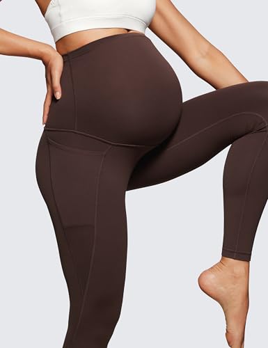 CRZ YOGA Maternity Leggings Pockets 28" - color: Hot Fudge Brown, size: Small