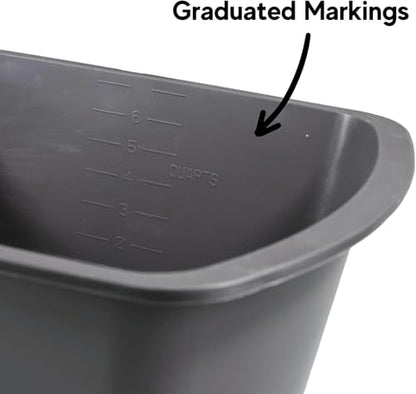 Vakly Plastic Wash Basin, 7 Qt, Rectangular, Graduated, 6 Pack