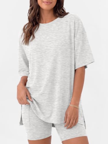 LILLUSORY Womens Lounge Sets 2 Piece Matching Pajamas Summer Outfit 2026 - color: Grey, size: Medium