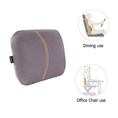Latex Lumbar Support Pillow for Car Seat Cushion Lower Back Pain Relief - color: Grey