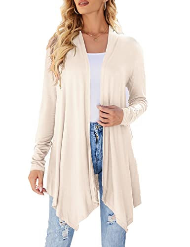 Uvog Womens Lightweight Cardigan Long Sleeve Open Front Sweaters Duster - color: Beige, size: 3X-Large
