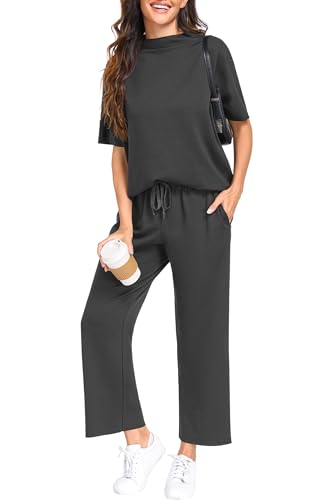 PrinStory Womens Lounge Set Summer 2 Piece Matching Sets - color: Dark Gray, size: Large