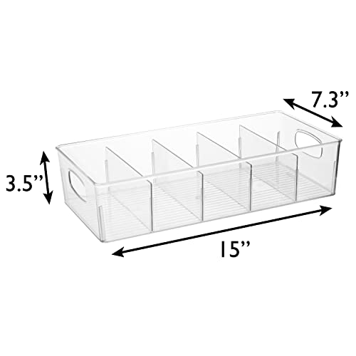 ClearSpace Pantry Storage Bins with Removable Dividers, XL, 2 Pack - size: 15"L x 7.5"W x 3.5"H
