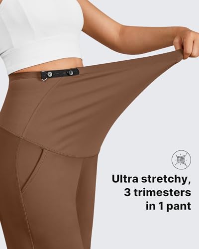 G4Free Fleece Lined Maternity Yoga Pants Winter Pregnancy Work Trousers - color: Dark Coffee, size: Large