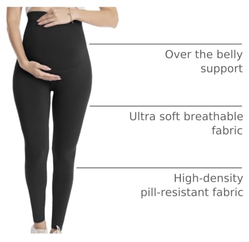 Over‑Belly Maternity Leggings, Soft Stretch Yoga Pants - color: 1 Pack-black, size: Small