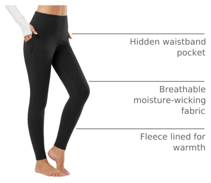 baleaf Women's Fleece Lined Leggings Thermal Warm Tights Cold Weather - color: Black, size: Medium