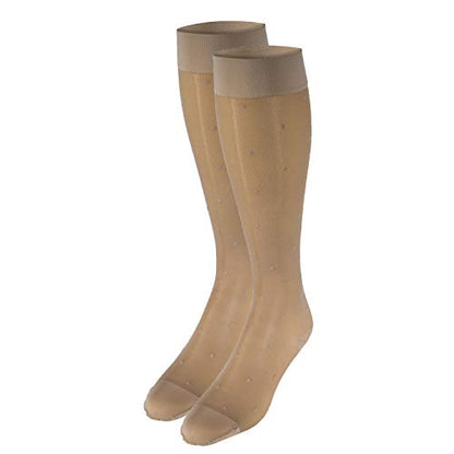 Truform Sheer Compression Stockings, 15-20 mmHg, Women's Knee High Length, Dot Pattern, Nude, Large - color: Nude, size: Large (1 Pair), style: Dot Pattern