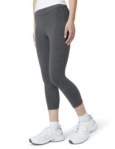 HUE Women's Wide Waistband Blackout Cotton Leggings - color: Graphite Heather, size: Large