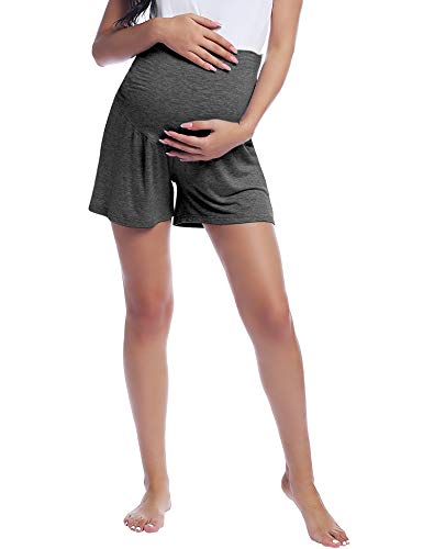 Joyaria Bamboo Viscose Cooling Maternity Pajama Shorts,Maternity Clothes - color: Dark Gray, size: X-Large