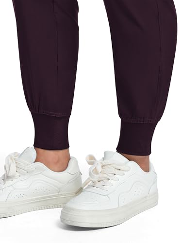 COZYFIT Maternity Scrub Pants, Jogger Workwear with 4 Pockets - color: Dark Purple, size: Small
