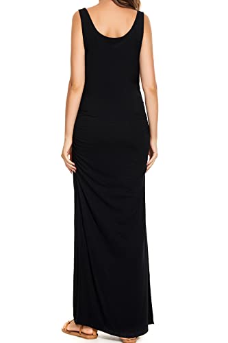 Smallshow Women's Split Long Maternity Dress - color: Black, size: Small