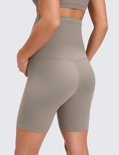 CRZ YOGA Maternity Biker Shorts 6" - color: Warm Ash Grey, size: Large