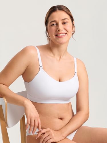 MOMANDA Seamless Nursing Bras for Breastfeeding - color: White, size: Large