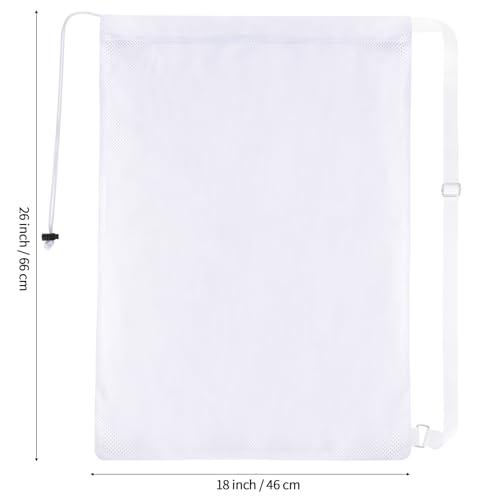 NATURAL STYLE Large Mesh Drawstring Backpack Bag, Gym Sports String Bag, Outdoor Workout Beach Swim Bag (White) - color: White