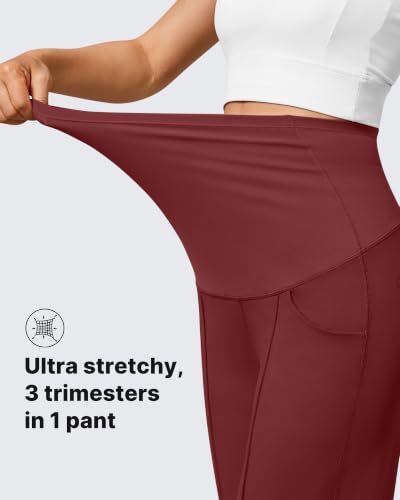G4Free EverGoing Maternity Dress Pants Pregnancy Trousers Over the Belly - color: Wine, size: X-Small