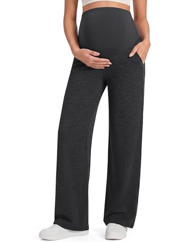 G4Free EverGoing Maternity Pants Over the Belly Pregnancy Work Trousers - color: Charcoal Heather, size: Medium