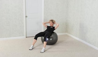 Black Mountain Products Professional Grade Exercise Stability Yoga Ball, Foot Pump, Ball Plug, Plug Puller, 2000 Pounds Static Weight Capacity Antiburst - color: Black, size: 75 cm