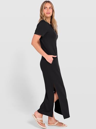 ANRABESS Womens Summer Maxi Dresses Wrinkle Free with Pockets - color: Black, size: Large