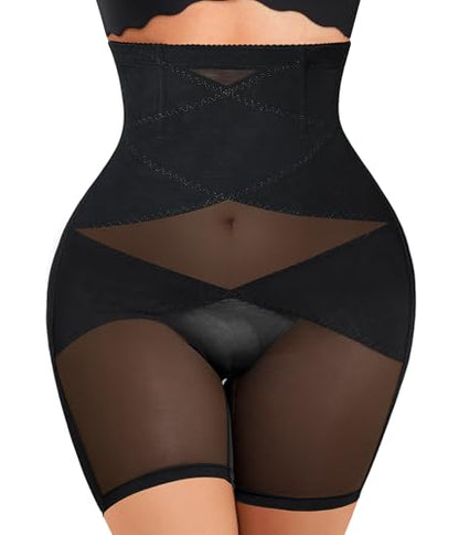 Nebility Womens' Tummy Control High Waist Trainer Body Shaper - color: Black - Mid Thigh, size: Medium