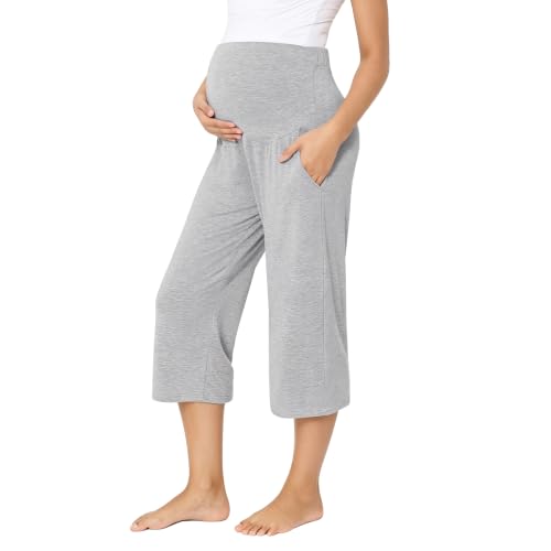 Viscose from Bamboo Maternity Capri Lounge Pajama Pants - color: Grey, size: Small