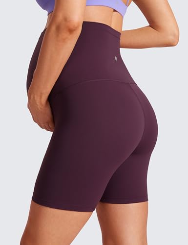 CRZ YOGA Maternity Biker Shorts 6" - color: Deep Purple, size: Large