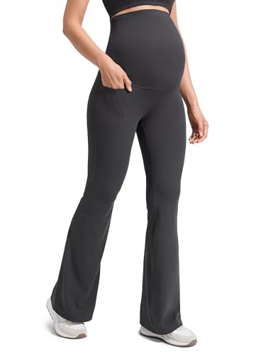 CRZ YOGA Maternity Flare Leggings Pocket 29'' - color: Mysterious Grey, size: Large