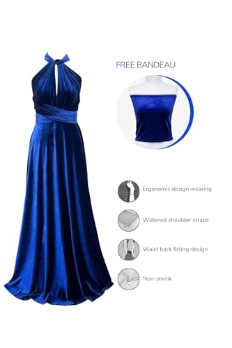 72styles Velvet Multi-Way Wrap Infinity Maxi Dress for Bridesmaids - color: Royal Blue, size: One Size