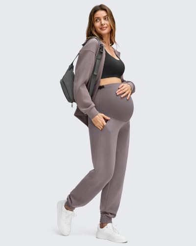 G4Free Smoofit Modal Soft Maternity Joggers Pregnancy Casual Sweatpants - color: Taupe, size: XX-Large