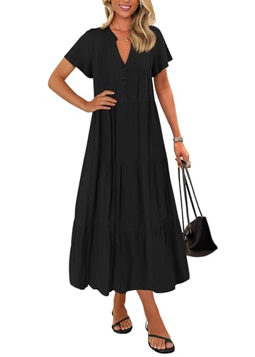 KIRUNDO Summer Maxi Dresses for Women with Pockets 2026 - color: Black, size: Medium