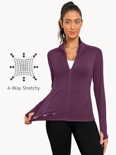 VUTRU Women's Workout Yoga Jacket Full Zip Running Athletic Track Jacket - color: A-purple, size: X-Small