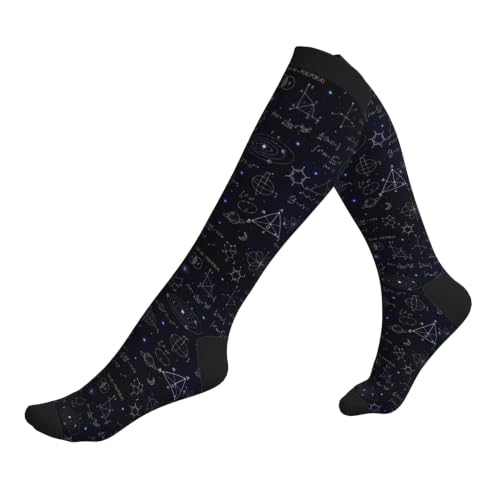 Compression Socks Women and Men 15-20mmHg-Circulation Support Socks for Athletic Running Cycling - color: Math Science
