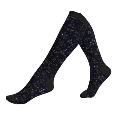 Compression Socks Women and Men 15-20mmHg-Circulation Support Socks for Athletic Running Cycling - color: Math Science