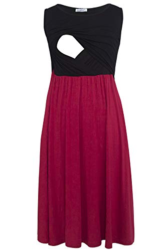 Smallshow Women's Sleeveless Nursing Dresses - color: Black-wine, size: X-Large