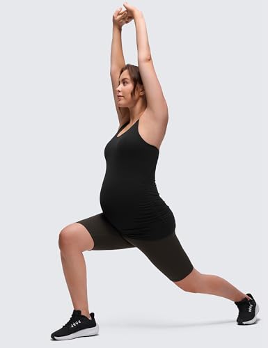 CRZ YOGA Maternity Racerback Tank Tops - color: Black, size: Small