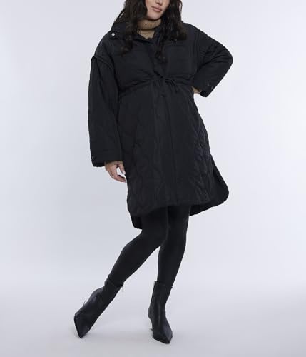 Motherhood Maternity Women's Quilted Pregnancy Long Puffer Jacket - color: Black, size: Medium