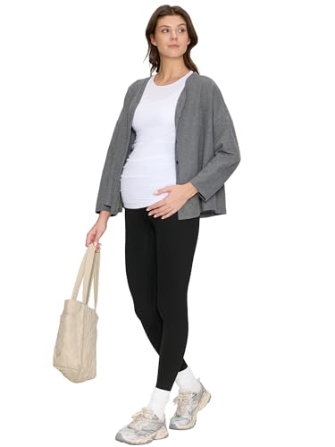 Maternity Leggings Over The Belly - Pregnancy Yoga Pants Soft Workout Leggings - color: Black, size: Small