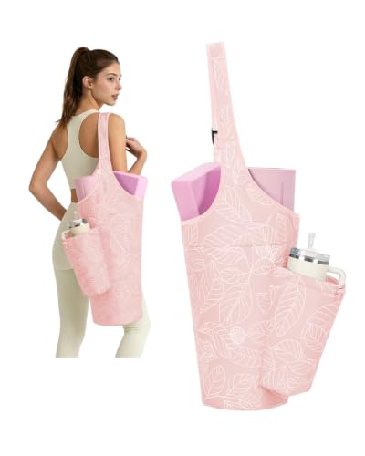 sportsnew Yoga Mat Bag for Women with 40oz Water Bottle Pocket, Pilates Bag - color: Light Pink