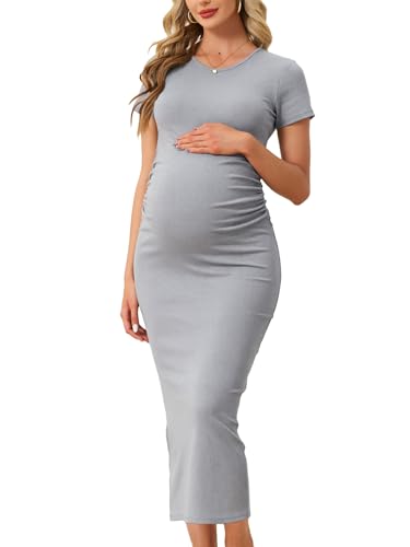 Maternity Dress Baby Shower Wedding Guest Bodycon - color: Grey, size: Medium