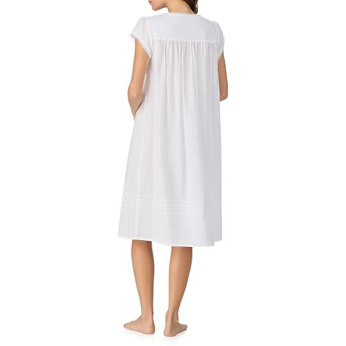 Eileen West 100% Cotton Cap Sleeve 42" Knee Length Nightgowns for Women - color: White, size: X-Small