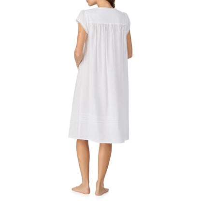 Eileen West 100% Cotton Cap Sleeve 42" Knee Length Nightgowns for Women - color: White, size: X-Small
