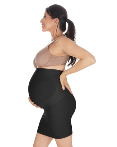 SlimMe Women's High-Waist Nylon Maternity Slip - color: Black, size: Medium