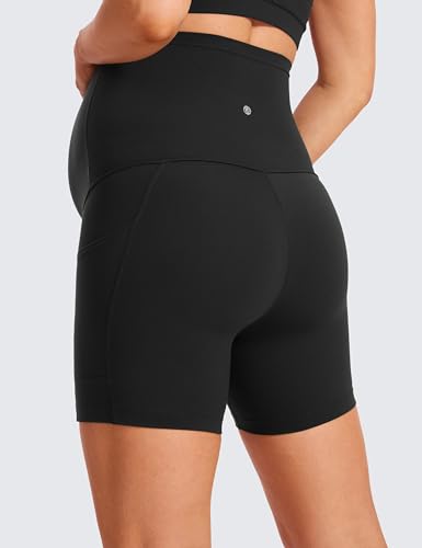 CRZ YOGA Maternity Biker Shorts Pockets 5" - color: Black, size: X-Large