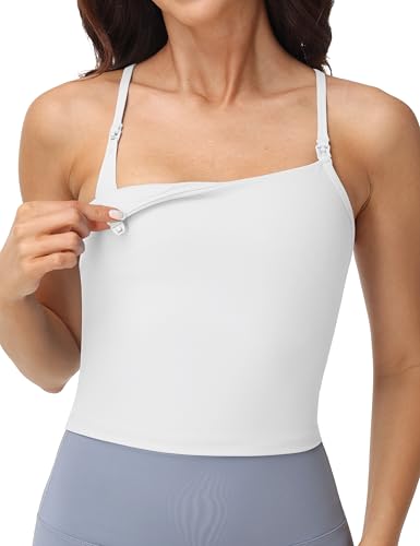 V VOCNI Nursing Tank Tops Y Back Longline Nursing Sports Bra - color: White, size: XX-Large