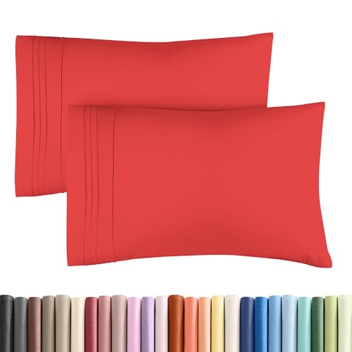 King Standard Pillow Cases Set of 2 - Ultra Soft Pillowcase Covers - Red - color: 27 - Red, size: King Standard