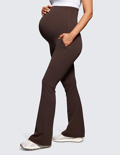 CRZ YOGA Maternity Flare Legging Pocket 31'' - color: Hot Fudge Brown, size: Small