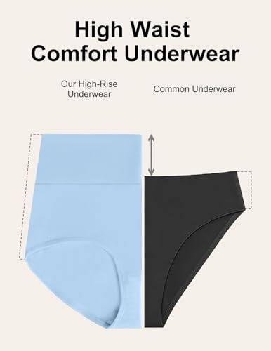 High Waisted Cotton Underwear for Women Full Coverage Panties - color: Mix3(pack-5), size: Small